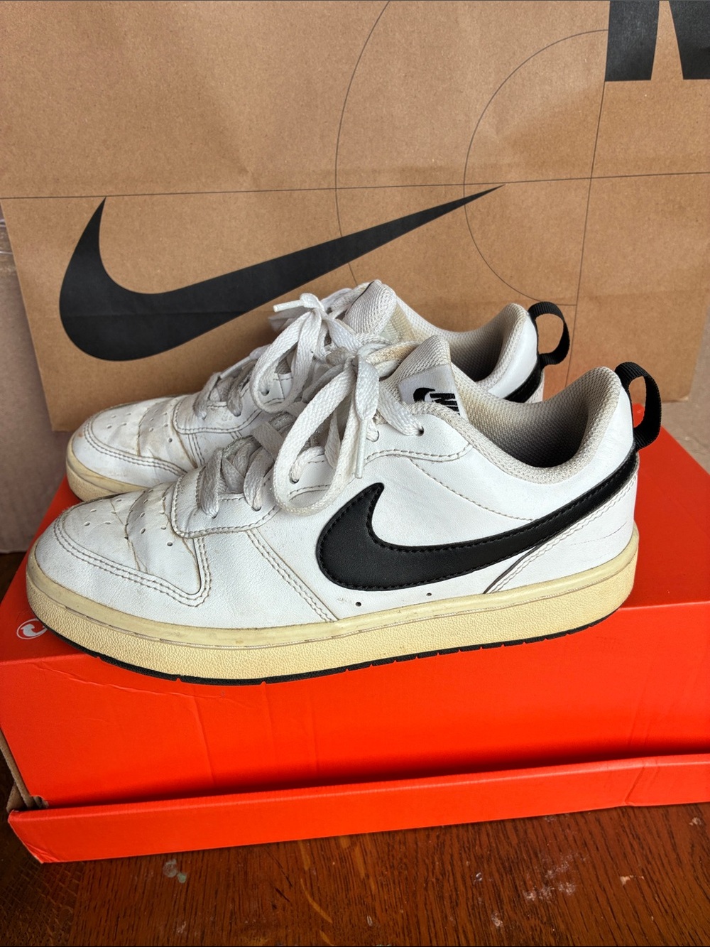 Nike White and Black Dunks Low